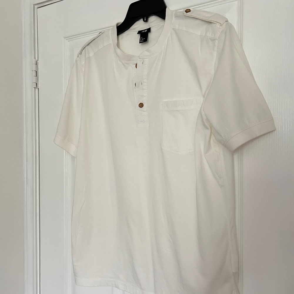 H&M White Casual Button Down Shirt